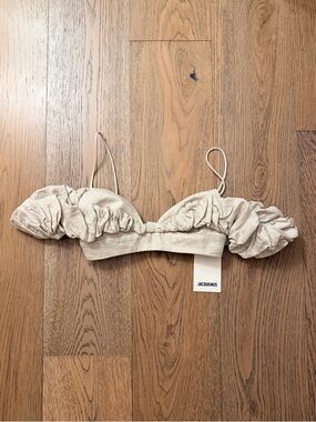 Jacquemus Natural Ruched Crop Bralette